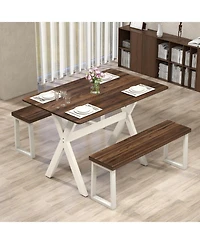 Slickblue Modern Wooden Dining Table with X Shaped Frame Kitchen Table