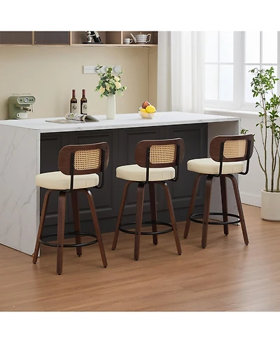 flynama 26" Rattan Counter Height Swivel Bar Stools Set of 3