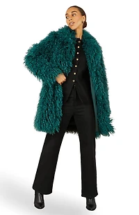 Yumi Women's Luxe Long Hair Faux Fur Coat