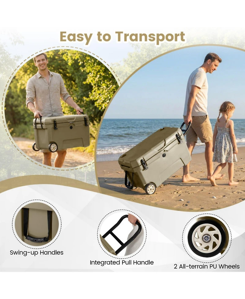 Gouun 52-Quart Wheeled Hard Cooler with 6-Day Ice Retention, 80-Can Capacity