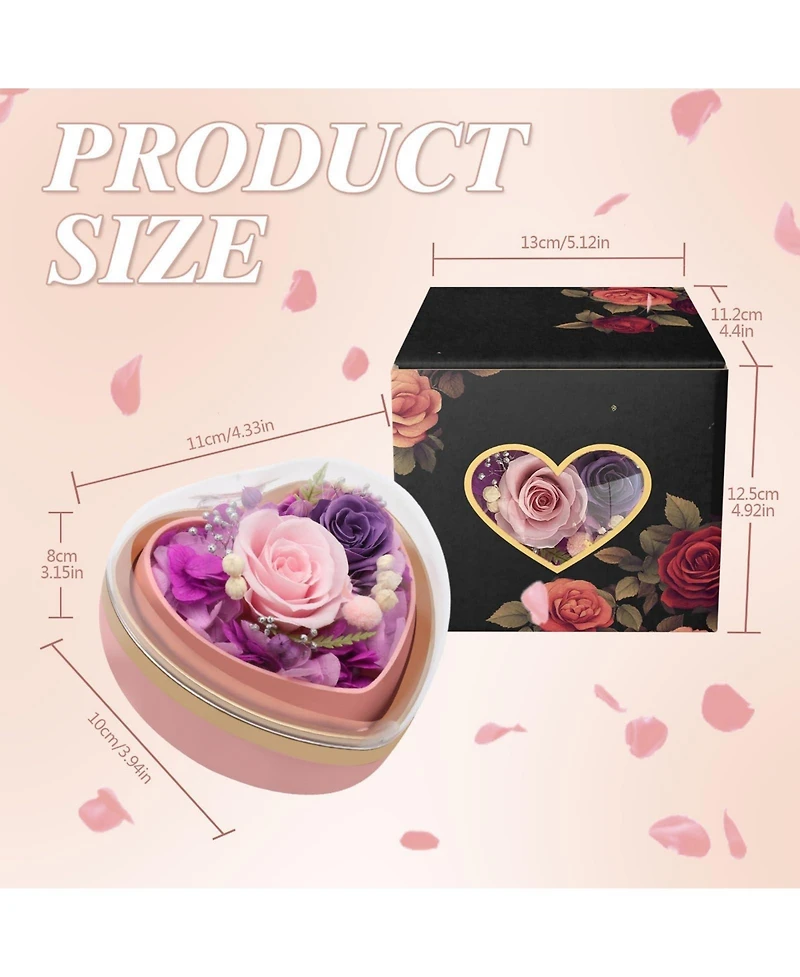 Gnuadz Preserved Rose Necklace Heart Box Gift