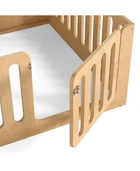 Streamdale Furniture Solid Wood Montessori Floor Bed with Door and High Fence