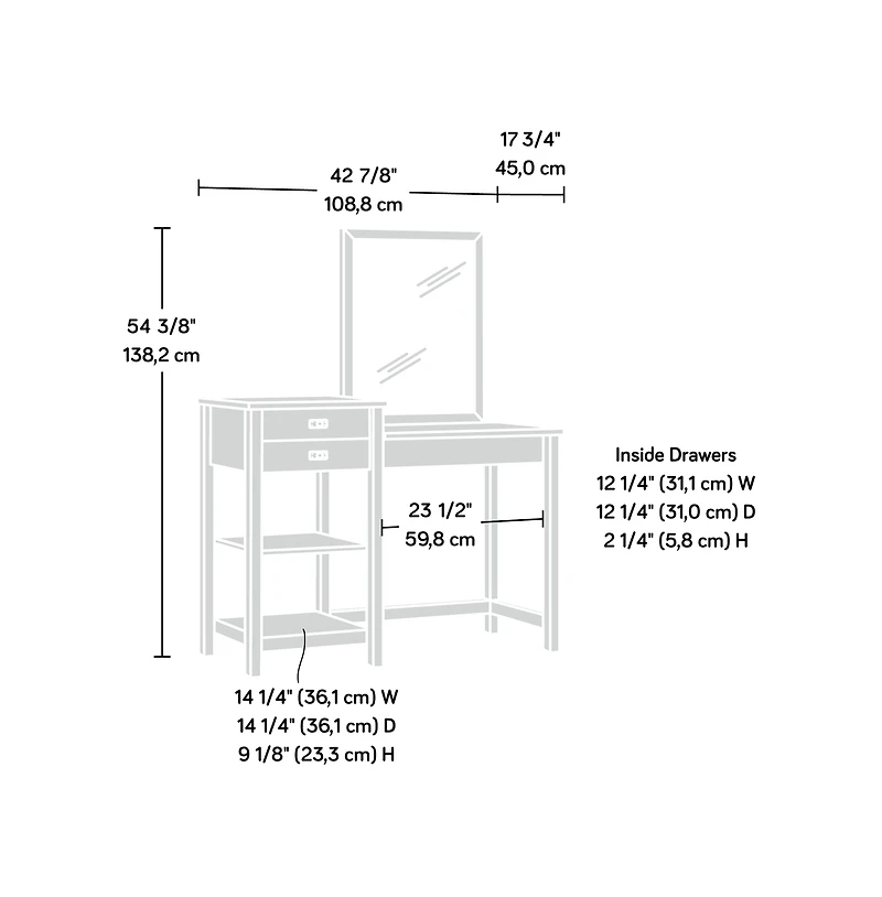 Sauder Cottage Road Vanity Table, Soft finish