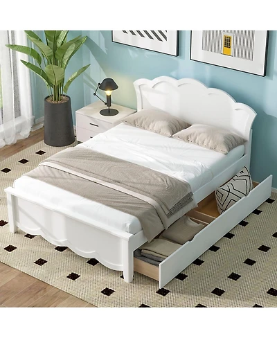 Streamdale Furniture Wood Platform Bed with Headboard and Two Drawers