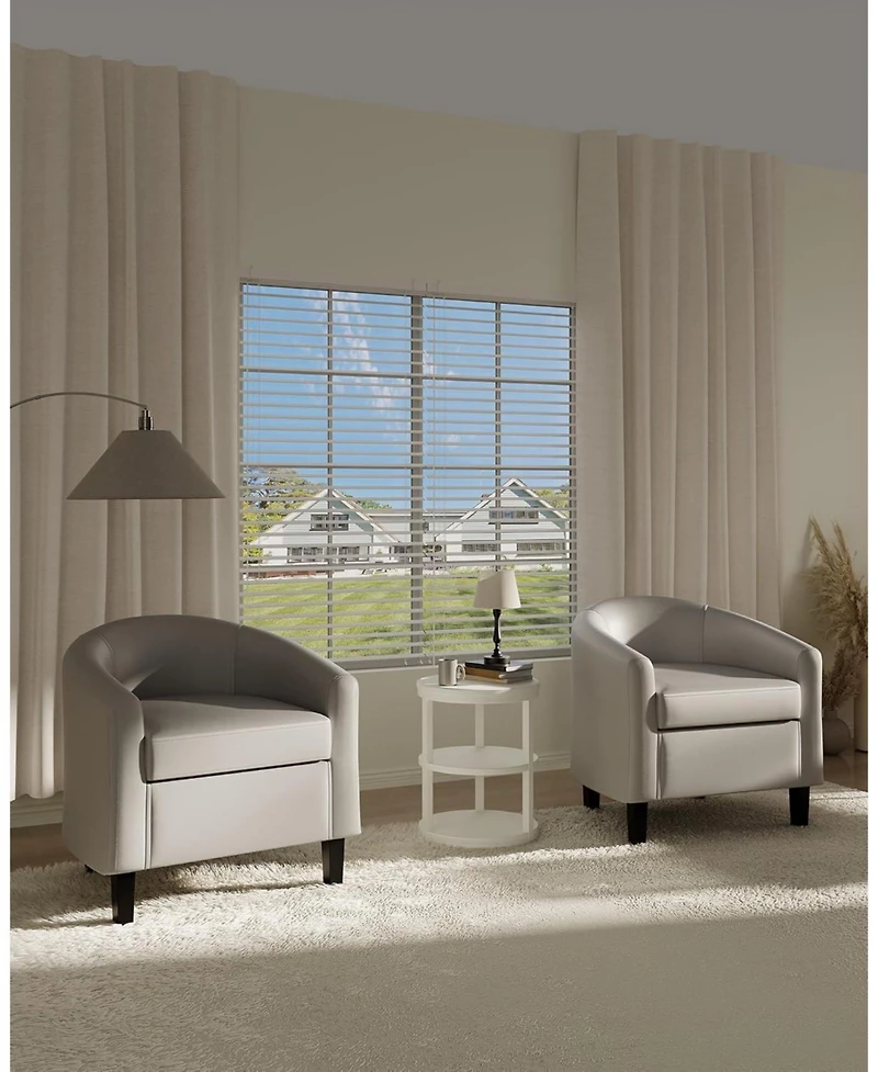 gaomon Accent Chairs Faux Leather Chairs Barrel Club Chairs Comfy Living Room Chairs with Sturdy Legs for Bedroom Reading Room Waiting Room