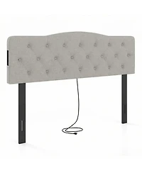 Slickblue Upholstered Tufted Headboard with 2 Ac Outlets for Queen and Full Beds