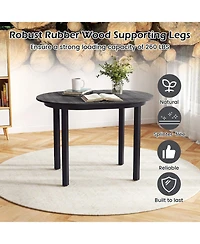 43 Inches Wood Dining Table for 2-4 People Solid Rubber Wood Legs