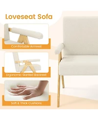 Gouun Sherpa Fabric Loveseat Sofa with Ergonomic Slanted Backrest