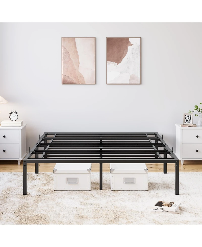 homfan Heavy Duty Metal Bed Frame Platform Bed with Ample Under-Bed Storage, No Box Spring Needed, No Noise, Easy Assembly
