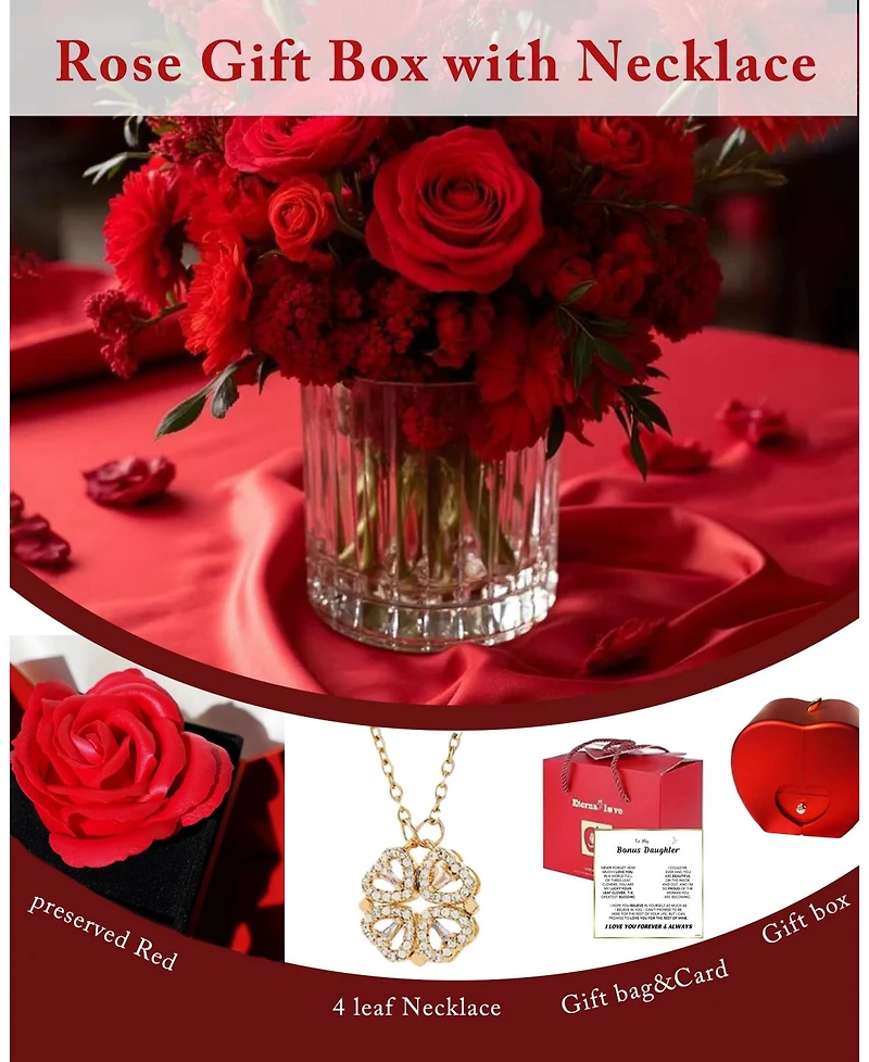 Gnuadz Preserved Rose Necklace Daughter Gift