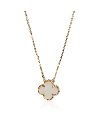 Pre-Owned Van Cleef & Arpels Yellow Gold Mother Of Pearl Vintage Alhambra Pendant