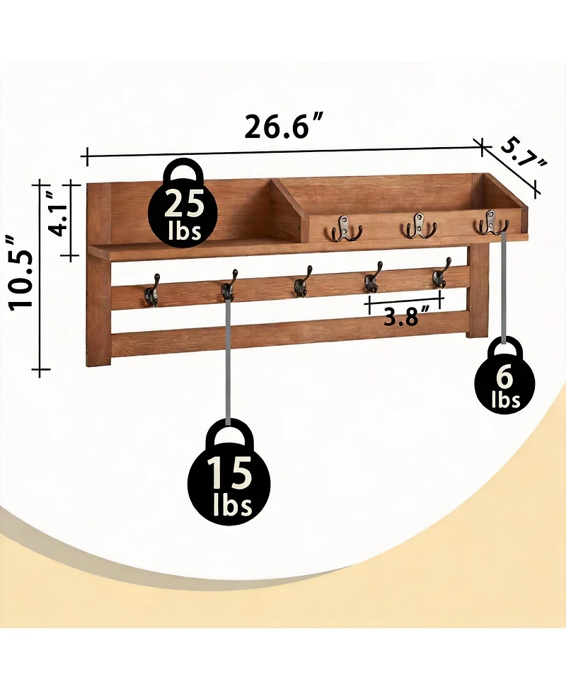 Yigii Solid Pine Wood Wall Organizer