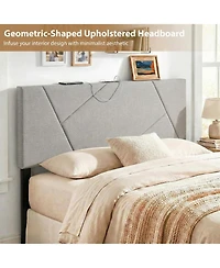 Slickblue Upholstered Geometric Bed Head Board, Contemporary Padded Bedroom Headboard Style