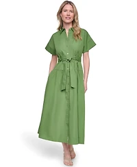 Jessica Howard Women's Cotton Poplin Shirt Dress