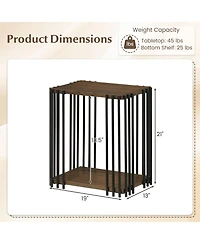 Slickblue 2-Layer Storage Side Table with Rubber Wood Surface and Durable Metal Frame-Walnut