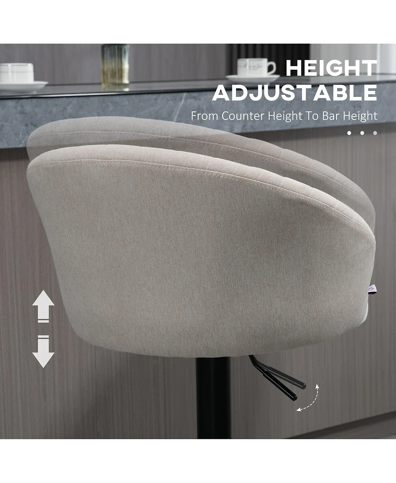 flynama Adjustable Swivel Bar Stools Set of 2, Linen Touch Fabric