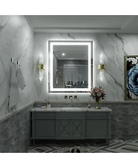 Apmir 30" x 36" Super Bright Front and Back Led Lighted Anti-Fog Tempered Glass Bathroom/Vanity Mirror with Etl and 3-Year Warranty