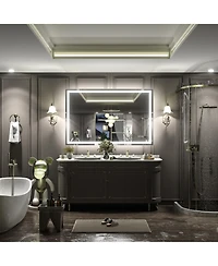 Apmir 51" x 32" Super Bright Front and Back Led Lighted Anti-Fog Tempered Glass Bathroom/Vanity Mirror with Etl and 3-Year Warranty