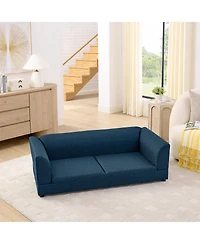 Clihome Dog Sofa for Medium Large Dog, Rectangular Design with Backrest, Armrests, Soft Cushion