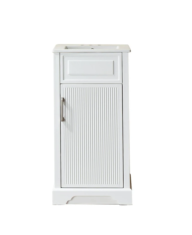 Sillysis Fully Assembled Solid Wood Freestanding Bathroom Vanity with Ceramic Sink and Soft Close Door for Small Spaces