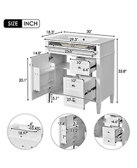 Sillysis Bathroom Vanity with Sink, Modern Freestanding Cabinet 3 Soft Close Drawers Adjustable Shelf for