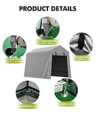 homfan Heavy-Duty Portable Outdoor Storage Tent and Motorcycle Shelter, Waterproof 220gsm Pe Canopy Carport with Dual Zipper Doors and Vents