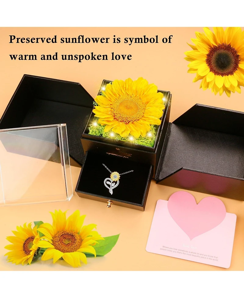 Gnuadz Preserved Sunflower Necklace Sunshine Gift Women