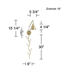 360 Lighting Marybel Modern Swing Arm Wall Lamp with Cord Cover Brass Gold Plug-in Light Fixture Tapered Metal Shade for Bedroom Bedside Living Room