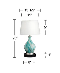 360 Lighting Cirrus Modern Accent Table Lamp with Round Marble Riser 22" High Drum Shade for Bedroom Living Room Office House Home