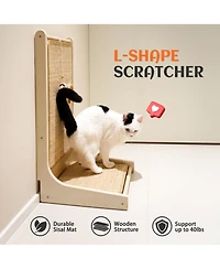 Aronkl Cat Scratcher Sisal Ramp L Shape Scratch Pad Indoor Cats Wall Furniture Protector Large