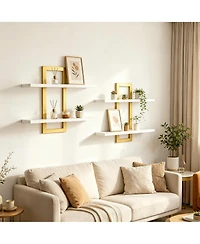 Yigii Double-Layer Floating Shelves for Home Decor, Capacity, Easy Install, Versatile Use