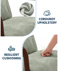 gaomon Mid-Century Modern Accent Chair,Wide-Wale Corduroy Upholstery,Solid Wood Armchair with Removable Lumbar Pillow,Sturdy Reading Chair