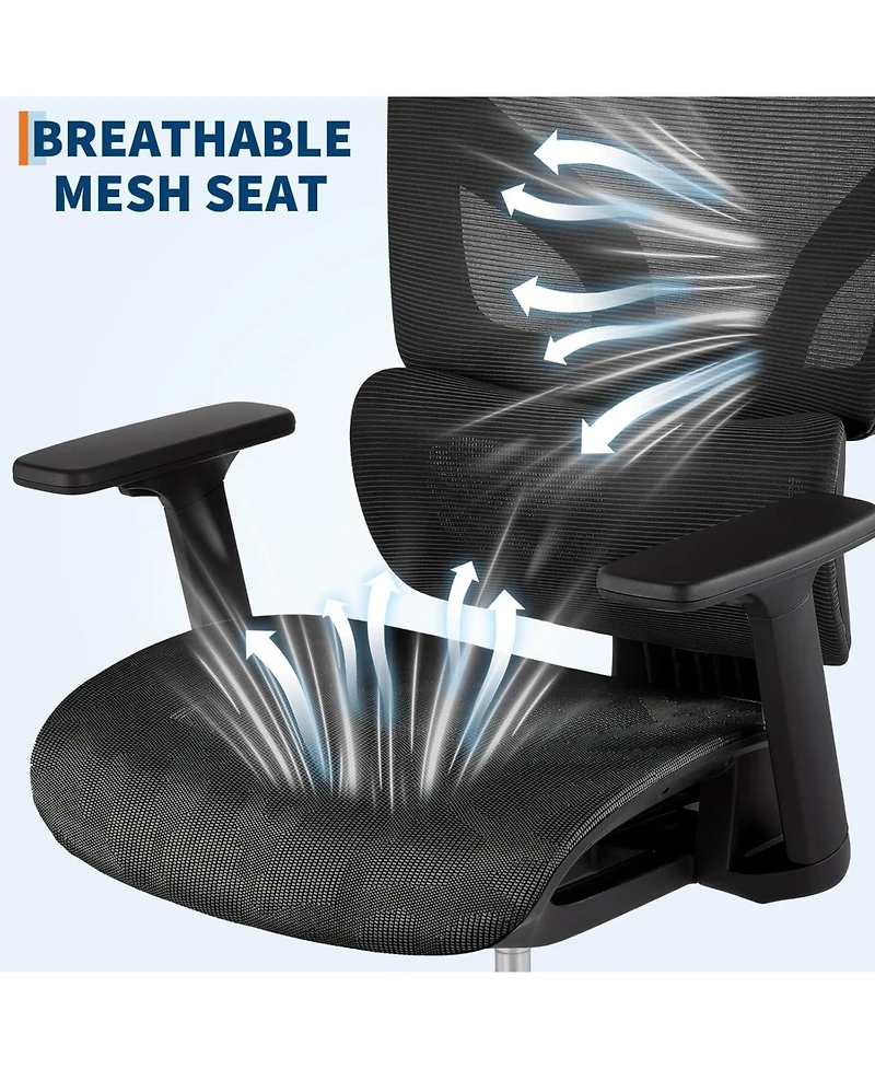 gaomon Ergonomic Mesh Office Chair with High Back Support,3D Adjustable Armrests and Smooth Wheels,Breathable Desk Computer Chair for Work,Study