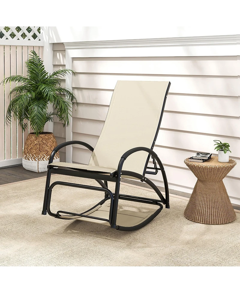 Gymax 2-in-1 Outdoor Rocking Chair with 4-Position Adjustable Backrest Curved Armrests