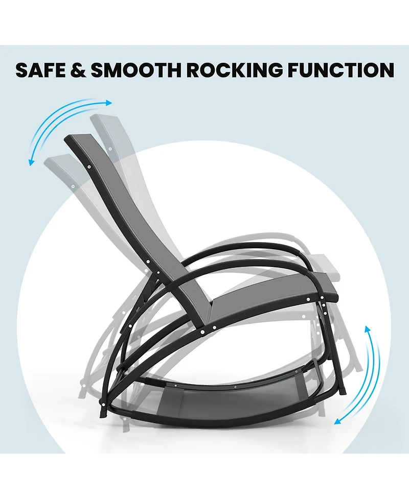 Gymax 2-in-1 Outdoor Rocking Chair with 4-Position Adjustable Backrest Curved Armrests