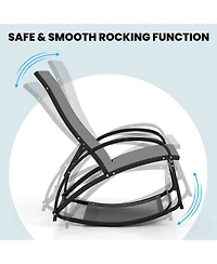 Gymax 2-in-1 Outdoor Rocking Chair with 4-Position Adjustable Backrest Curved Armrests