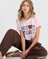 Freeze 24-7 Juniors' Applique New York Graphic T-Shirt