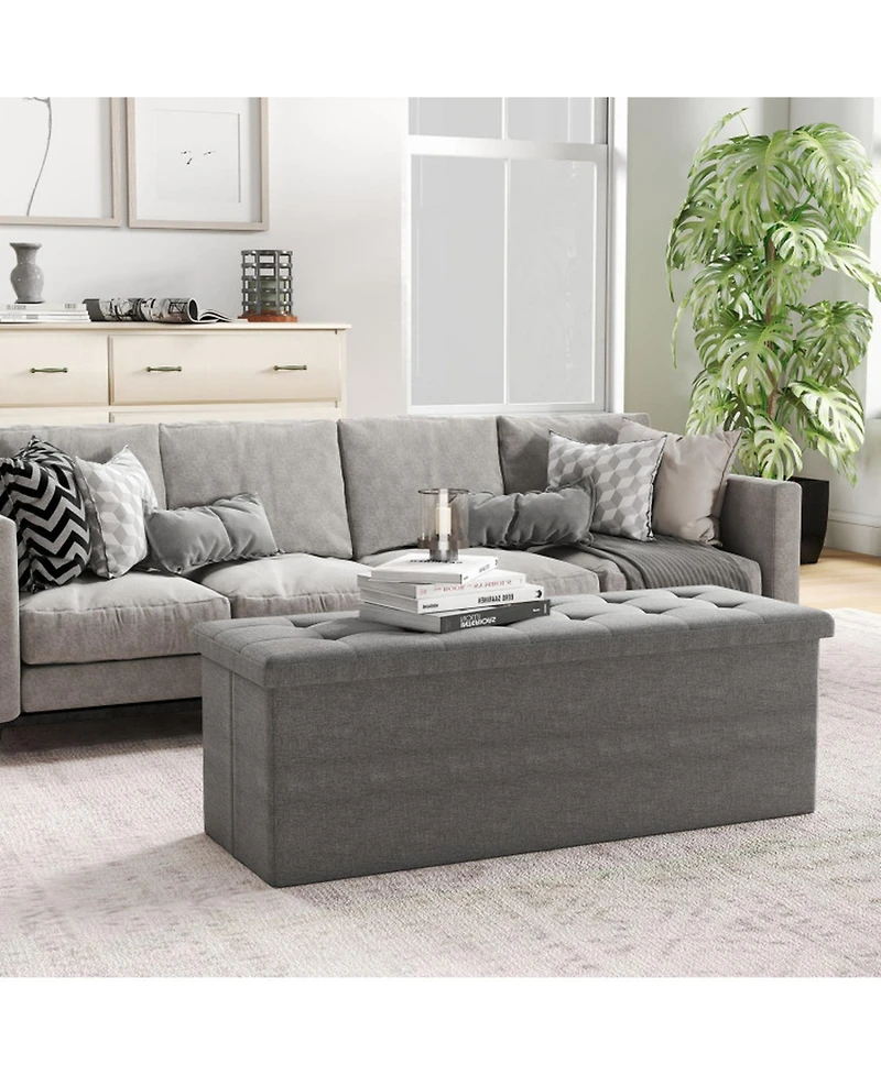 Gouun 43 in Padded Folding Storage Ottoman Bench with Removable Divider