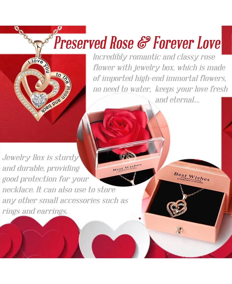 Gnuadz Mom Gifts Preserved Rose Heart Necklace Box Card