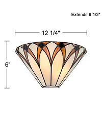 Regency Hill Filton Tiffany Style Wall Light Sconces Set of 2 Bronze Hardwire 12 1/4" Fixture Art Glass for Bedroom Bathroom Vanity House