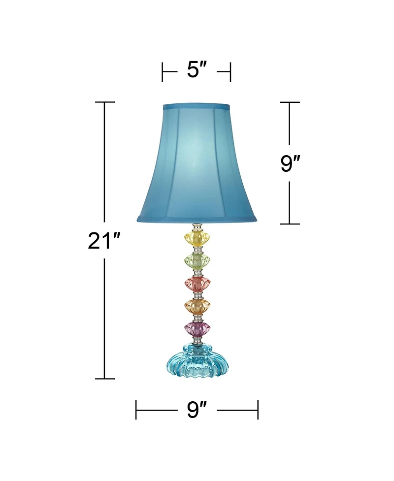 360 Lighting Bohemian 21" High Small Modern Accent Table Lamps Set of 2 Stacked Glass Shade Living Room Bedroom