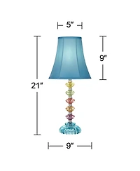 360 Lighting Bohemian 21" High Small Modern Accent Table Lamps Set of 2 Stacked Glass Shade Living Room Bedroom