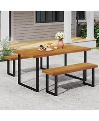 Slickblue Outdoor Dining Table Set 3 Piece with Backless Benches