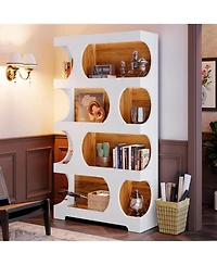 Tribesigns 71" Tall Bookcase Set of 2, 4-Tier S-Shaped Bookshelf, L Library Bookshelf Unit for Home Office Living Room Bedroom