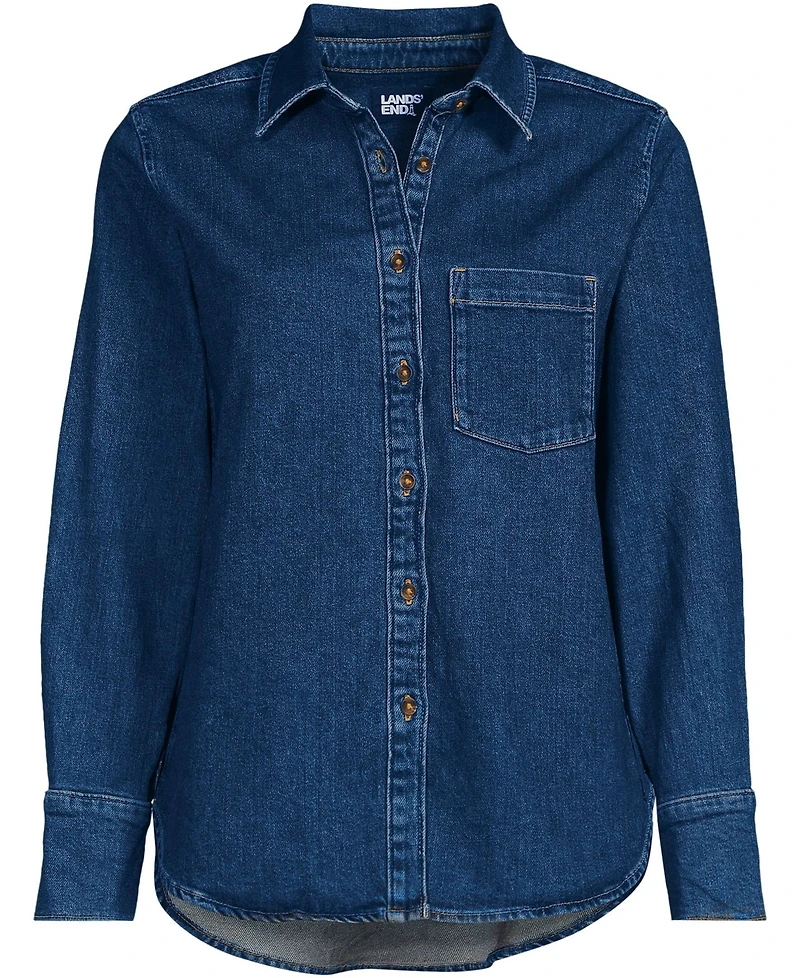 Lands' End Women's Soft Denim Twill Button Front Shirt