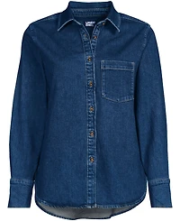 Lands' End Women's Soft Denim Twill Button Front Shirt