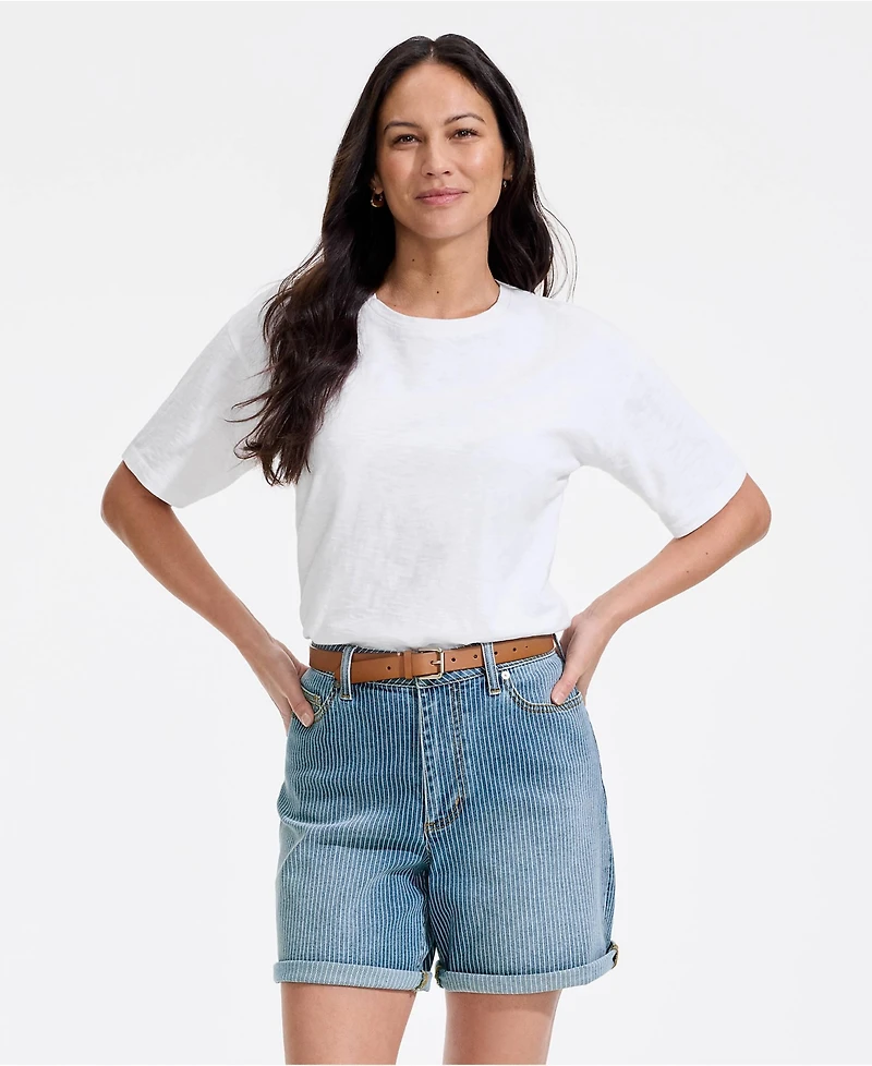 Lands' End Women's Soft Denim Mid Rise 7" Jean Shorts