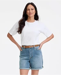 Lands' End Women's Soft Denim Mid Rise 7" Jean Shorts