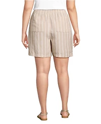 Lands' End Women's Plus Linen High Rise Pull On 7" Shorts