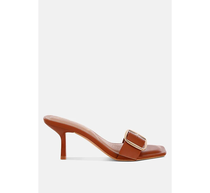 London Rag Women's Acacia Buckle Strap Slip On Sandals